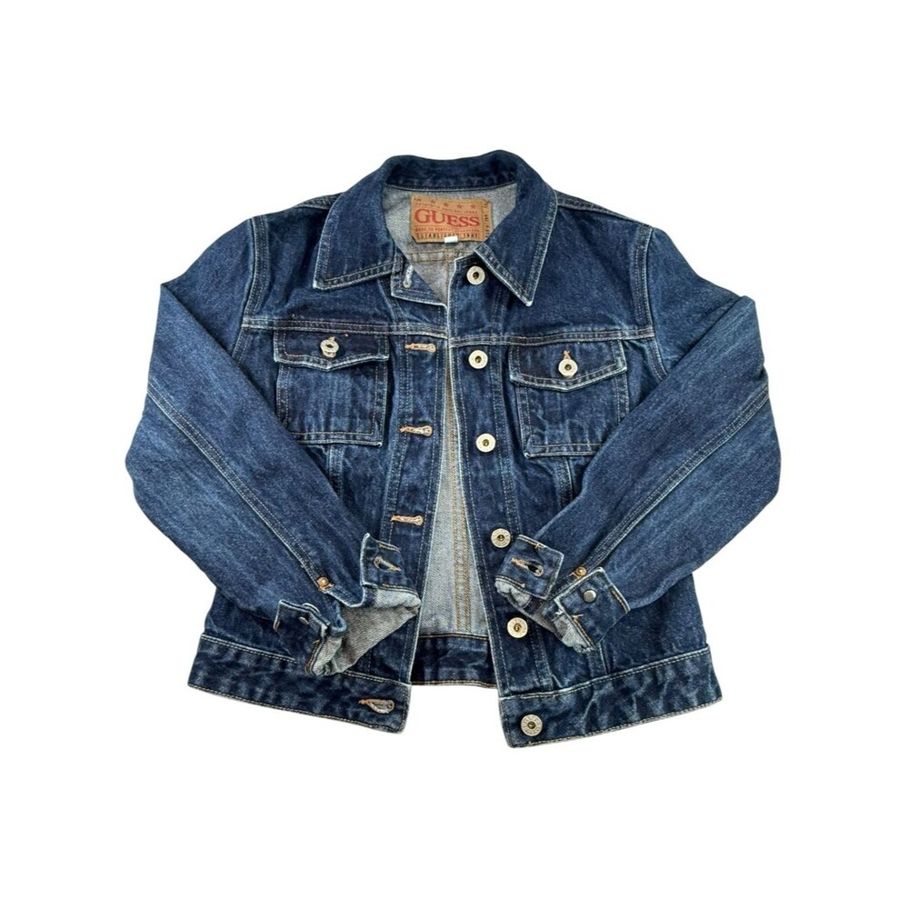 Vintage GUESS USA Womens Denim Jean Trucker Jacket Made in the USA Tagged Medium